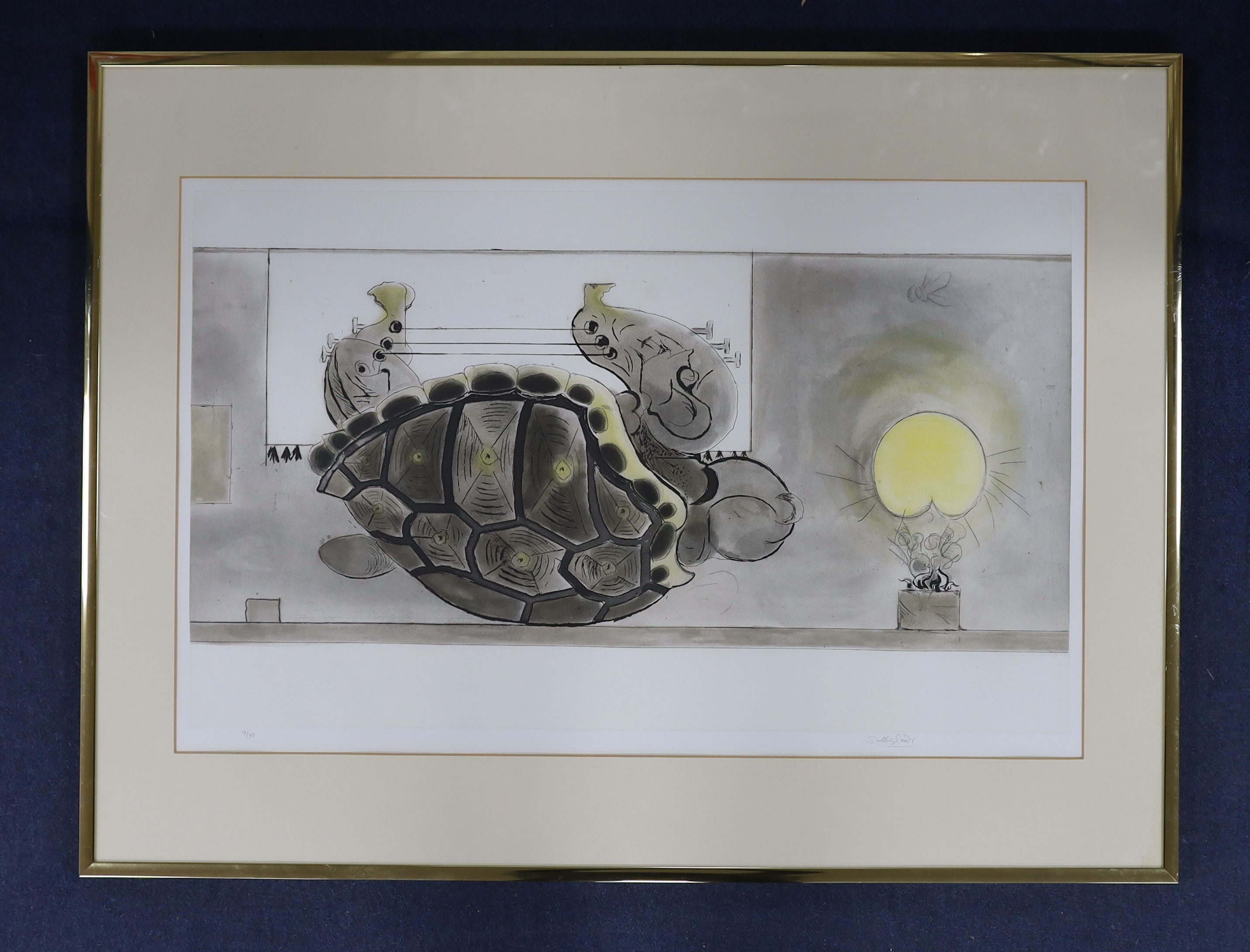 Graham Sutherland (1903-1980), etching with aquatint, The Tortoise, from The Apollinaire Le Bestiaire Suite 1978, signed, 9/75, 45 x 73cm